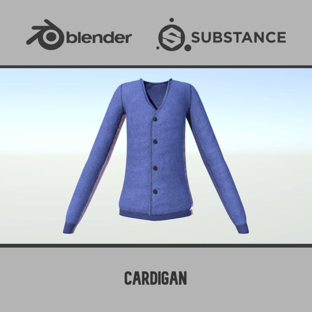 Cardigan Model 3D .c4d .max .obj .3ds .fbx .stl .blend 