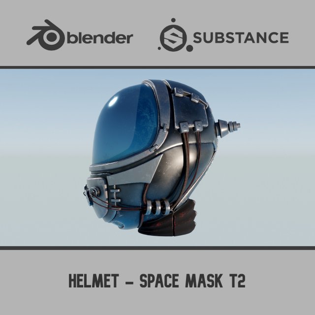 Helmet - Space Mask T2 3D Model .c4d .max .obj .3ds .fbx .stl .blend 