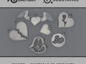 Cuori - Pendenti 3D stampabili Modello di stampa 3D