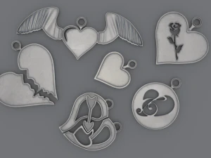 Hearts - Printable 3D Pendants 3D Print Model