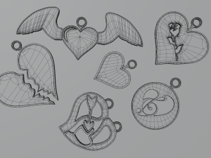 Hearts - Printable 3D Pendants 3D Принт Модель