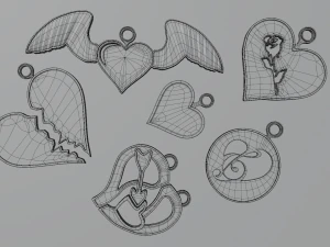 Hearts - Printable 3D Pendants 3D Print Model