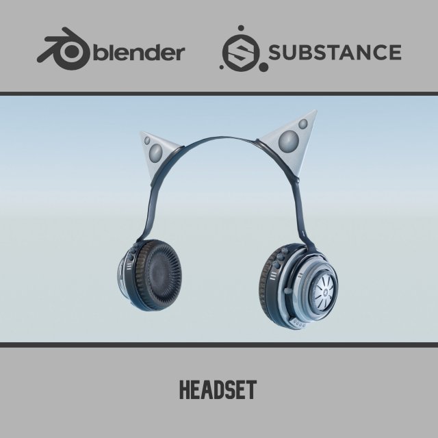 Headset with Cat ears 3D Model .c4d .max .obj .3ds .fbx .stl .blend 