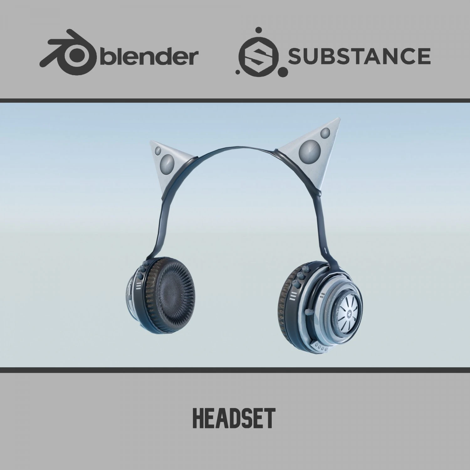 Headset with Cat ears 3D Model .c4d .max .obj .3ds .fbx .stl .blend 