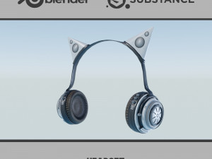 Headset with Cat ears Model 3D