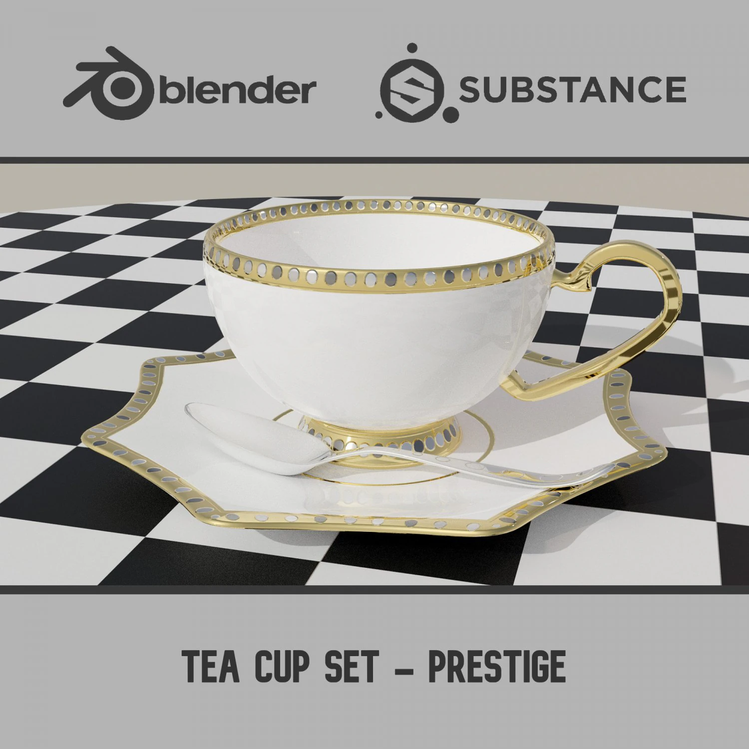 Tea Cup Set - Prestige 3D Model .c4d .max .obj .3ds .fbx .stl .blend 
