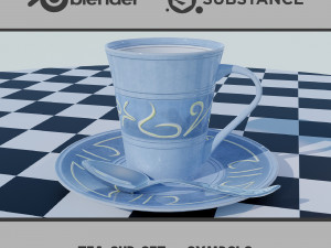 Tea Cup Set - Symbols 3D Model