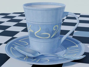 Tea Cup Set - Symbols 3D Model
