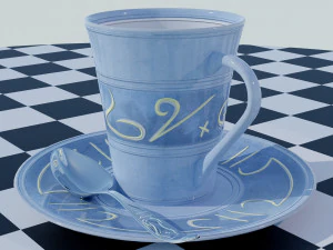 Tea Cup Set - Symbols 3D Model