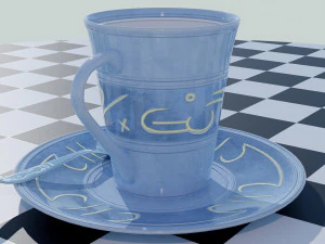 Tea Cup Set - Symbols 3D Model