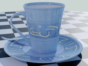 Tea Cup Set - Symbols 3D Model