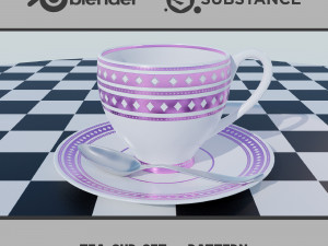 Tea Cup Set - Pattern 3D Model