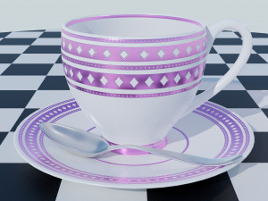 Tea Cup Set - Pattern 3D Model