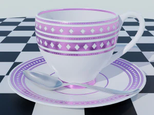 Tea Cup Set - Pattern 3D Model