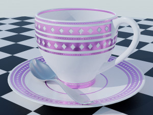 Tea Cup Set - Pattern 3D Model