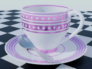 Tea Cup Set - Pattern 3D Model