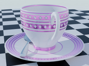 Tea Cup Set - Pattern 3D Model