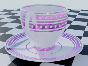 Tea Cup Set - Pattern 3D Model