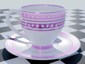 Tea Cup Set - Pattern 3D Model