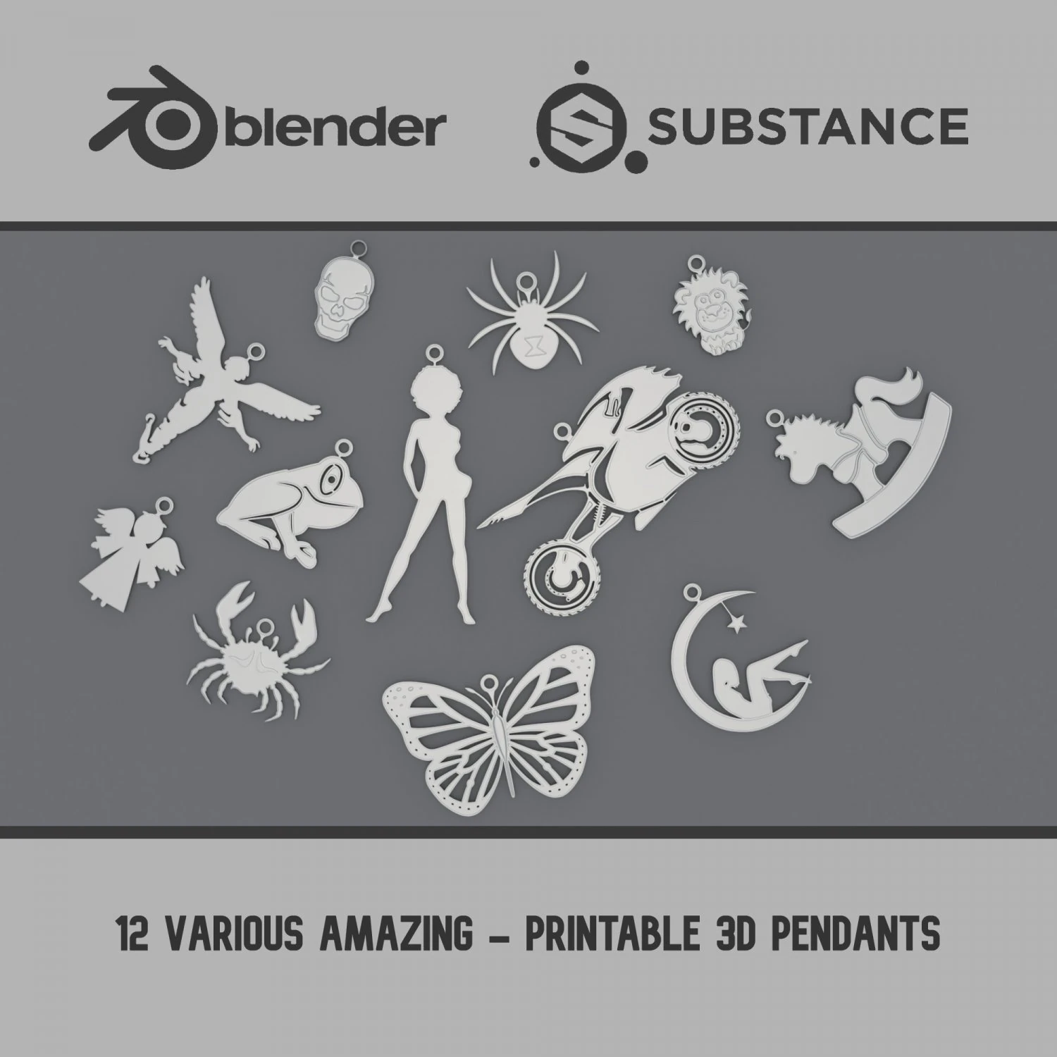 Various - Printable Pendants 3D Print Model .c4d .max .obj .3ds .fbx .stl .blend