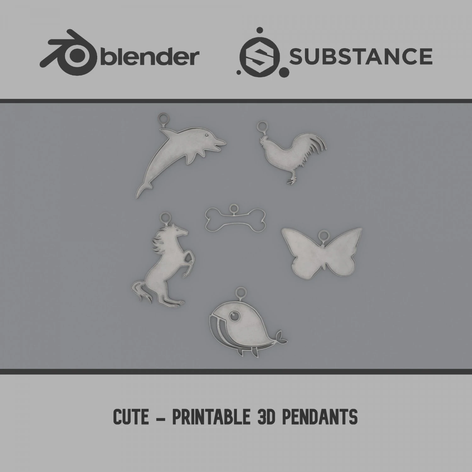 Cute - Printable 3D Pendants 3D Print Model .c4d .max .obj .3ds .fbx .stl .blend