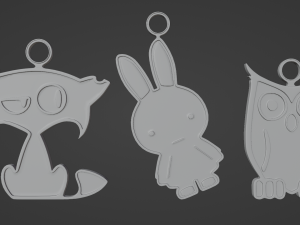 Three Soft Little Creatures - Printable 3D Pendants 3D 프린트 모델