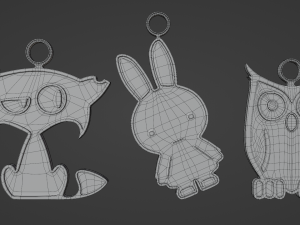 Three Soft Little Creatures - Printable 3D Pendants 3D 프린트 모델