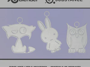 Três criaturinhas macias - pingentes 3D para impressão Modelo de Impressão 3D