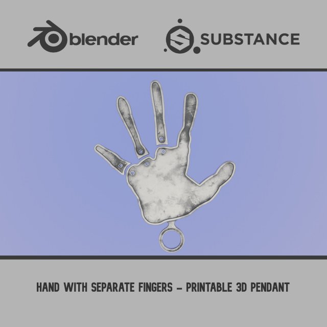 Hand with Separate Fingers - Printable Pendants 3D Print Model .c4d .max .obj .3ds .fbx .stl .blend 
