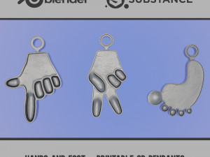 Hands and Foot - Printable 3D Pendants 3Dプリントモデル