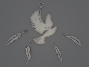Freedom Bird Feathers - Printable Pendants 3D Baskı Modeli