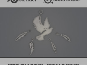 Freedom Bird Feathers - Printable Pendants 3D Print Model