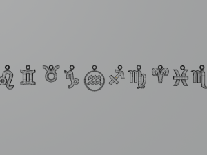 Zodiac Signs - SYMBOLS - Printable Pendants Model Cetak 3D