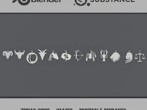 Signos do Zodíaco - IMAGENS - Pingentes para impressão Modelo de Impressão 3D