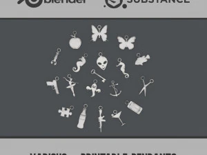 V&aacute;rios - pingentes para impress&atilde;o Modelo de Impressão 3D