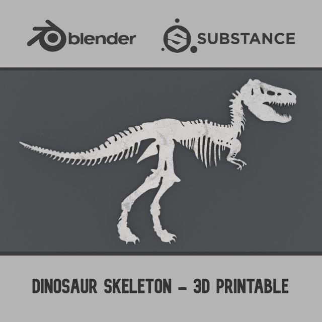 Dinosaur Skeleton - Printable 3D 프린트 모델 .c4d .max .obj .3ds .fbx .stl .blend 