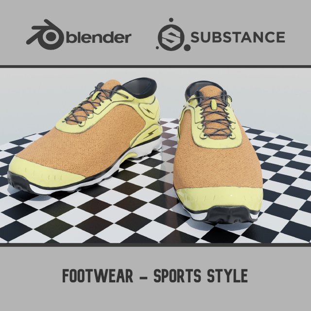 Footwear - Sports Style 3Dモデル .c4d .max .obj .3ds .fbx .stl .blend 
