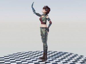 Army Girl - Mechanic Arm - Asymmetric Character 3D Model