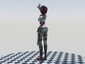 Army Girl - Mechanic Arm - Asymmetric Character 3D Model