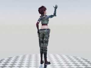 Army Girl - Mechanic Arm - Asymmetric Character 3D Model