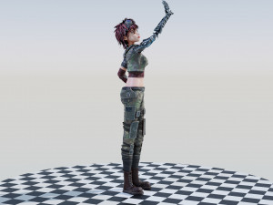 Army Girl - Mechanic Arm - Asymmetric Character 3D Model