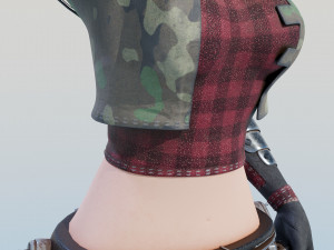Army Girl - Mechanic Arm - Asymmetric Character 3D Model