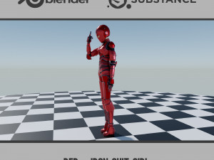 Red - Iron Suit Girl 3D Model