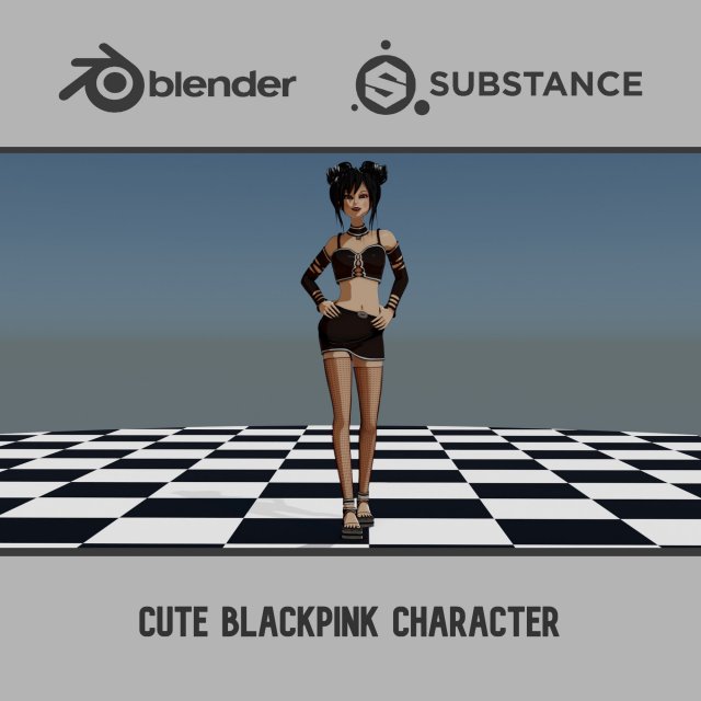 Cute Blackpink Character Model 3D .c4d .max .obj .3ds .fbx .stl .blend 