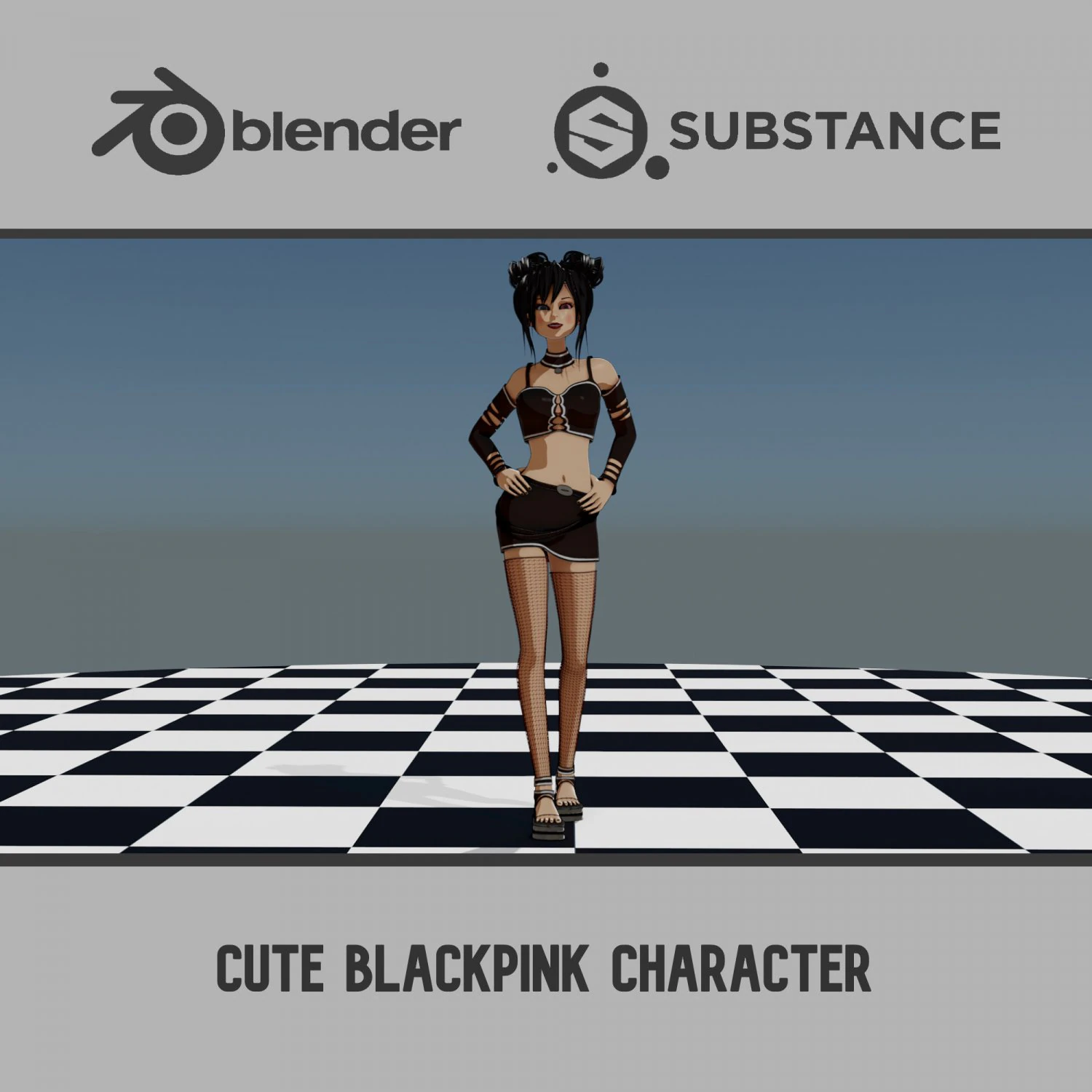 Cute Blackpink Character 3D Model .c4d .max .obj .3ds .fbx .stl .blend 