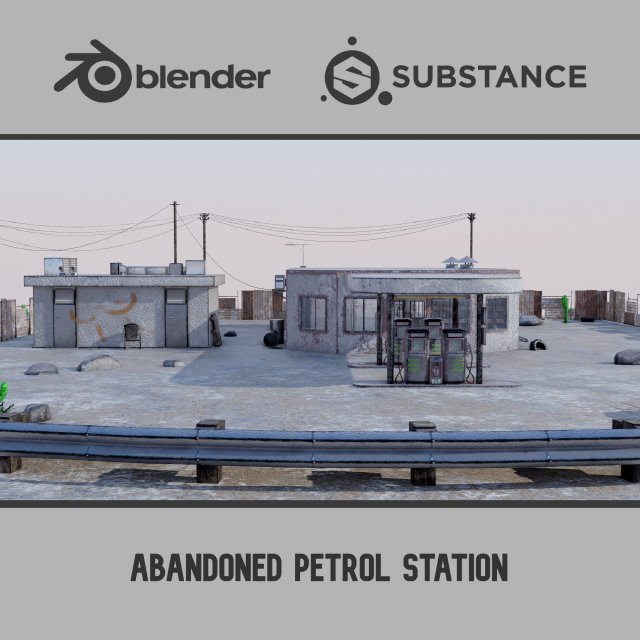 Abandoned Petrol Station Modelo 3D .c4d .max .obj .3ds .fbx .stl .blend 