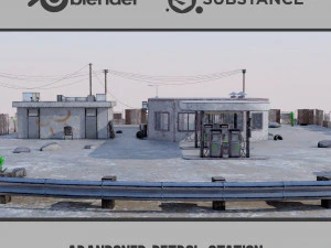 Posto de gasolina abandonado Modelo 3D