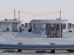 Abandoned Petrol Station 3D Model