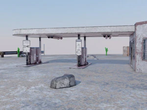 Abandoned Petrol Station 3D Model