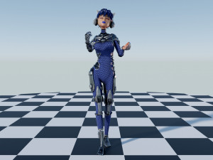 Robotic Female Character Cat ears 3D Модель
